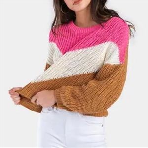 Comfy Harper Knit Color-Block Sweater